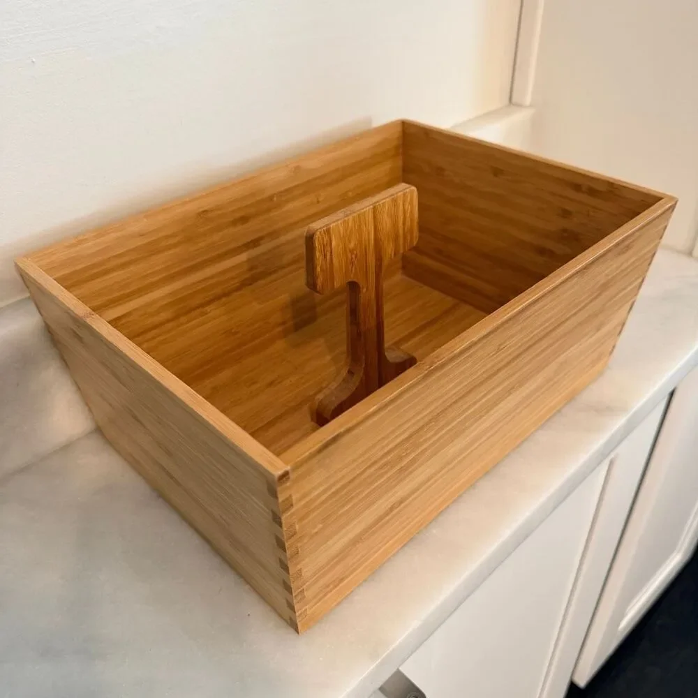 IKEA Variera Bamboo Wood Carrier Caddy Box With Handle 21386 Tan OS